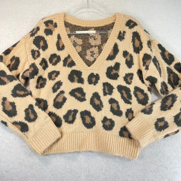 NWT PINK Victorias Secret Womens S V-Neck Crop Animal Print Long Sleeve Sweater - Picture 10 of 12